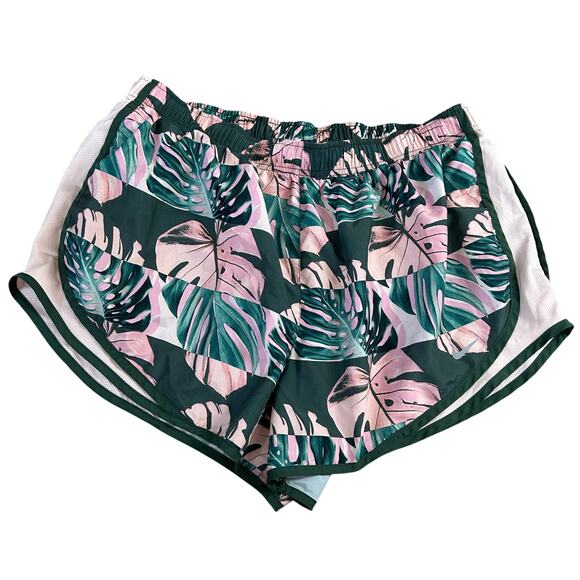 Nike Womens Floral Print Running Shorts Size 1X Built in Brief Lined Drawstring - Picture 1 of 7